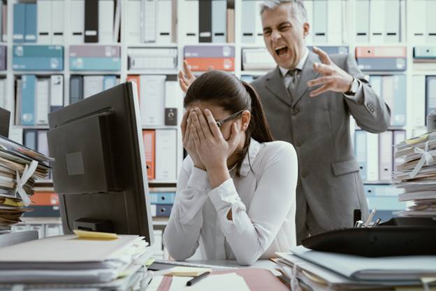 Male boss yelling at female employee - Hostile Work Environment